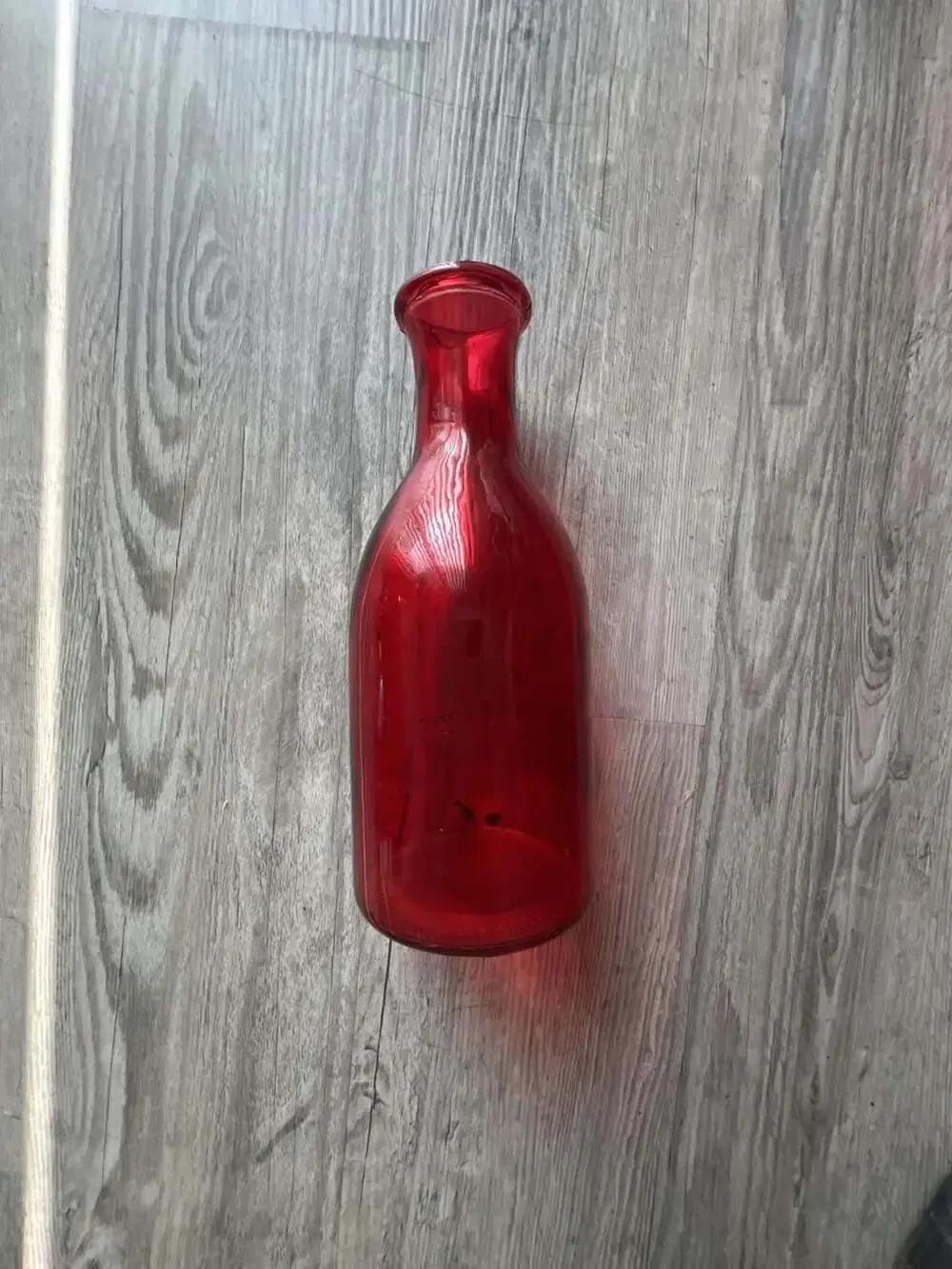 Unmarked Decorative Red Glass Bud Vase Bottle